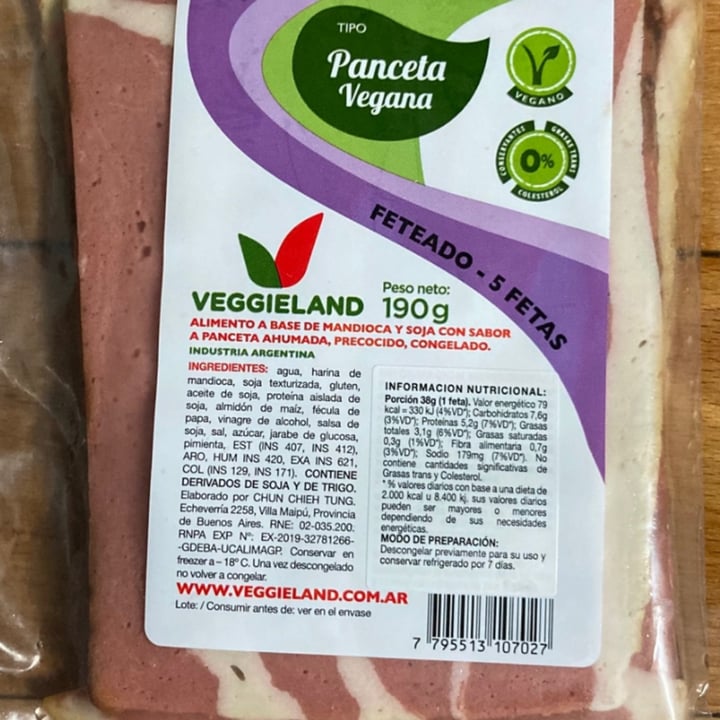 photo of Veggieland Panceta vegana shared by @flordeveg on  04 Aug 2021 - review