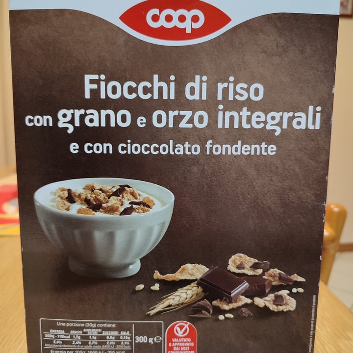 photo of Coop Fiocchi Di Riso Con Frumento Integrale E Orzo Integrale Con Cioccolato Fondente shared by @cecialforno on  26 Mar 2022 - review