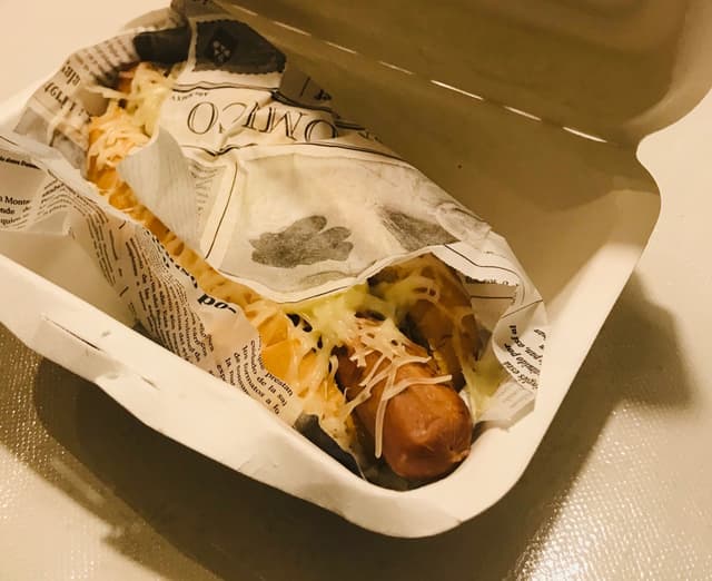 Foto do prato “Perrito caliente de seitán”