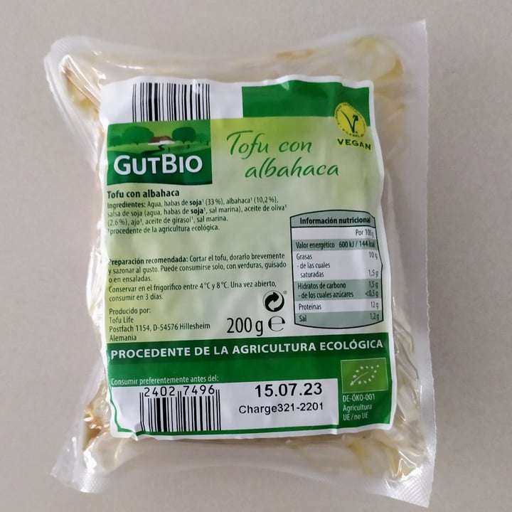 photo of GutBio Tofu con Albahaca shared by @domineire on  20 Jan 2023 - review