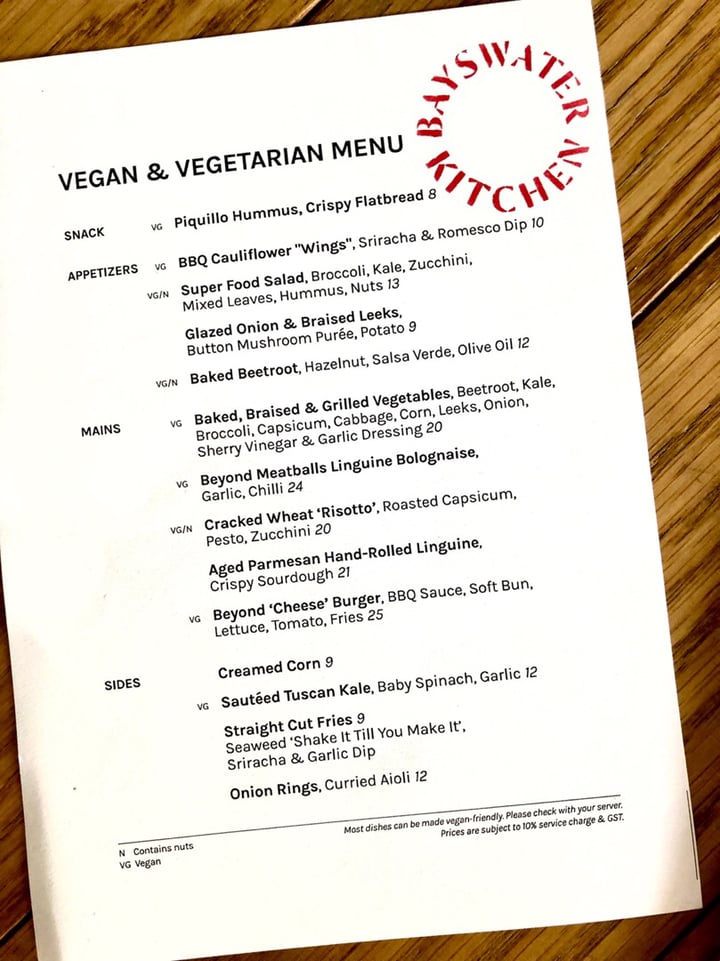 photo of Bayswater Kitchen Vegan And Vegetarian Menu Options shared by @yuan on  02 Oct 2019 - review