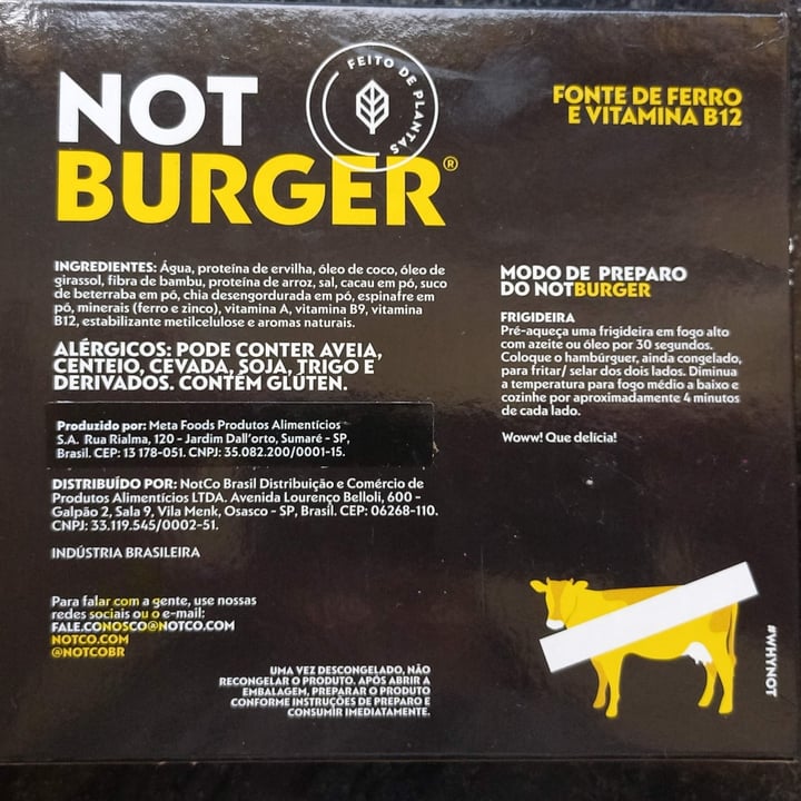 photo of NotCo not burguer shared by @marinamarins on  06 Oct 2022 - review
