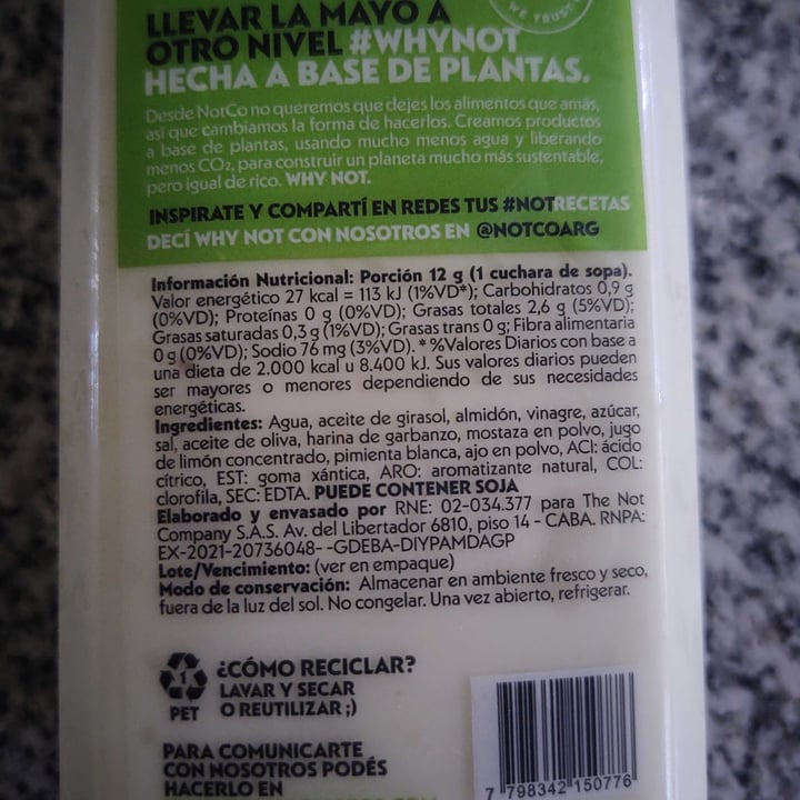 photo of NotCo Not Mayo Olive shared by @juliaspaciuk on  11 Dec 2021 - review