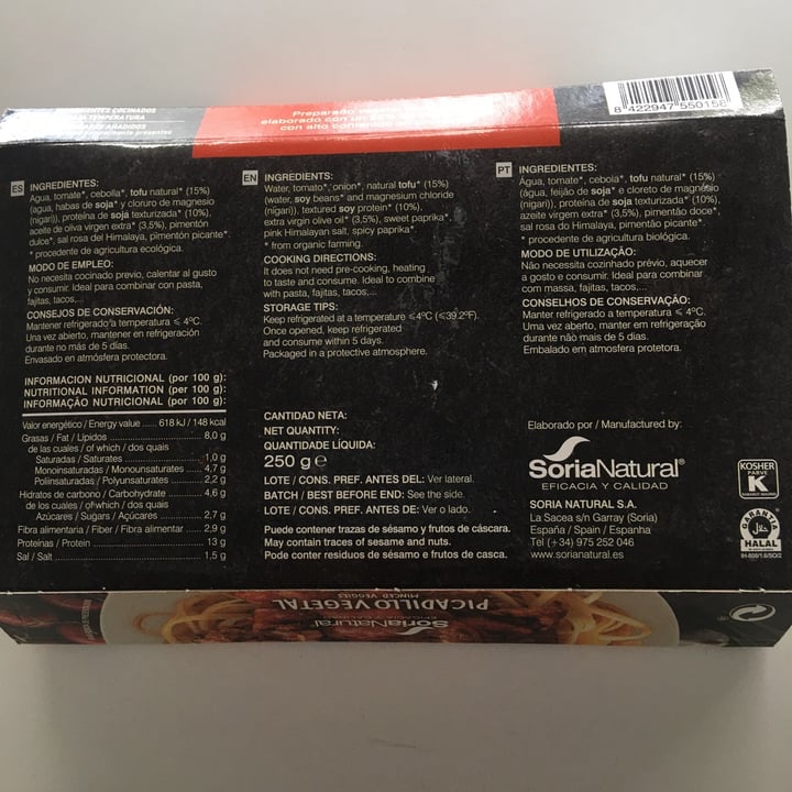 photo of Soria Natural Picadillo vegetal shared by @faruber on  24 Sep 2021 - review