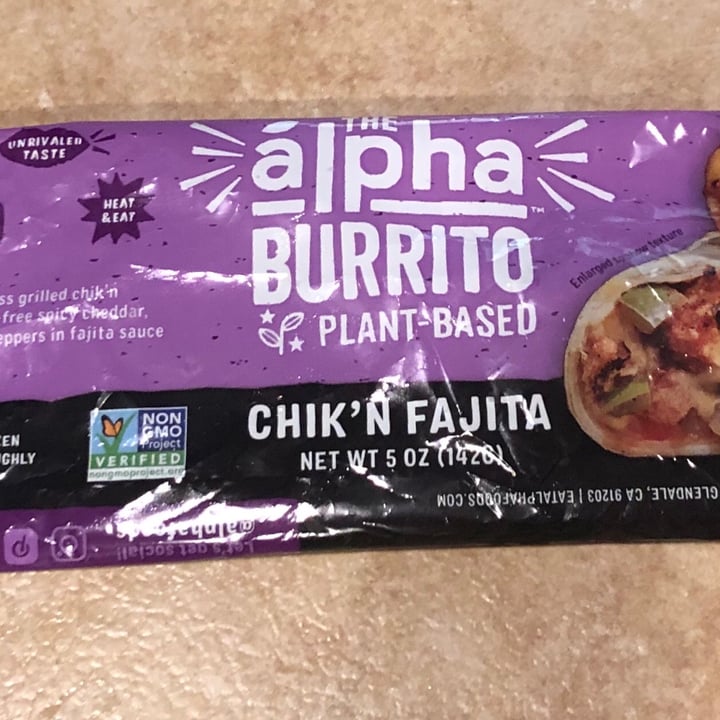 photo of Alpha Foods Chick’n Fajita Burrito shared by @leisa on  05 Jun 2020 - review