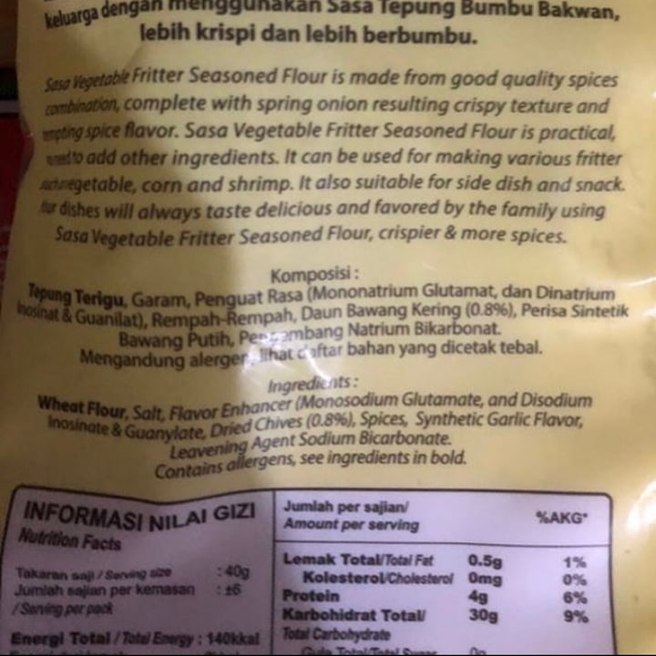 photo of Sasa Vegetable Fritter Seasoned Flour shared by @ndyct on  24 May 2020 - review