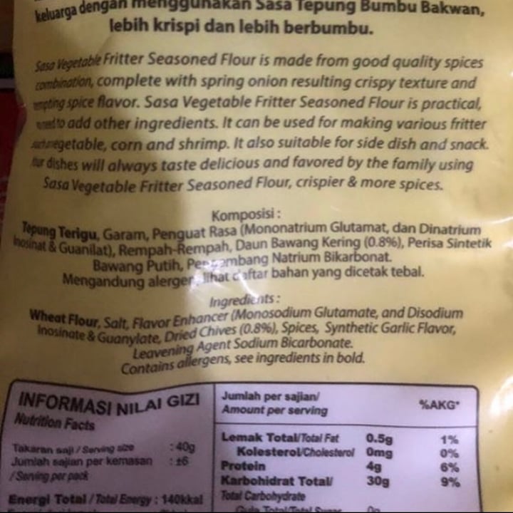 review photo of Sasa Vegetable Fritter Seasoned Flour shared by @ndyct on 24 May 2020 - review