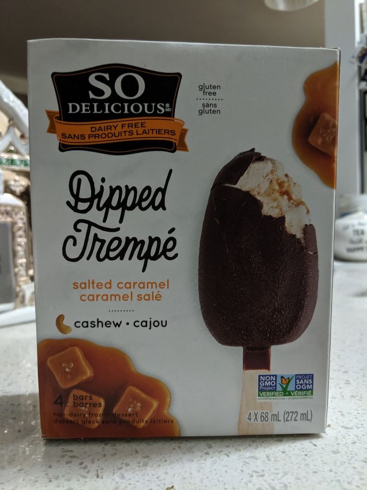 photo of So Delicious Dairy Free Dipped Salted Caramel Cashewmilk Ice Cream Bars shared by @allisoneats on  30 Dec 2019 - review
