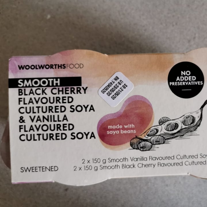 photo of Woolworths Food Smooth Black Cherry Flavoured Cultured Soya shared by @christovanm on  09 May 2020 - review