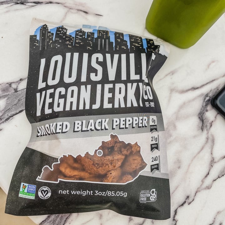 photo of  Louisville Vegan Jerky Co. Louisville Vegan Jerky Co Smoked Black Pepper shared by @ebarosay on  05 Nov 2021 - review