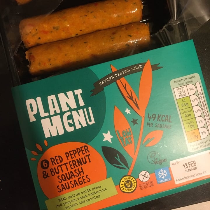 photo of Plant Menu Red pepper & butternut squash sausages shared by @hollydylan on  11 Feb 2020 - review