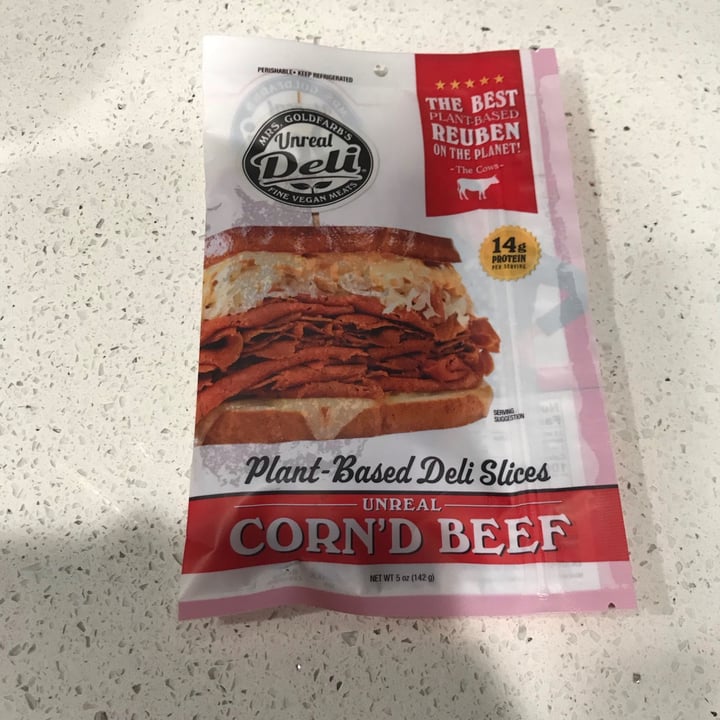 photo of Mrs. Goldfarb’s Unreal Deli Unreal Corn’d Beef Plant Based Deli Slices shared by @daphnet on  22 Apr 2021 - review