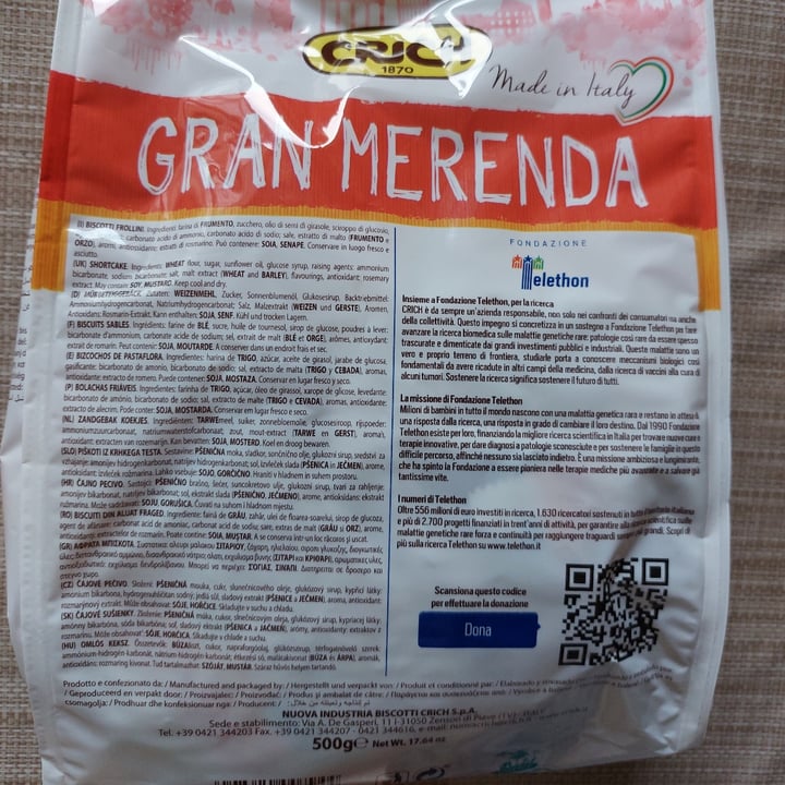 photo of CRICH Gran Merenda Gran Merenda Biscotti shared by @camibognoli99 on  03 Sep 2022 - review