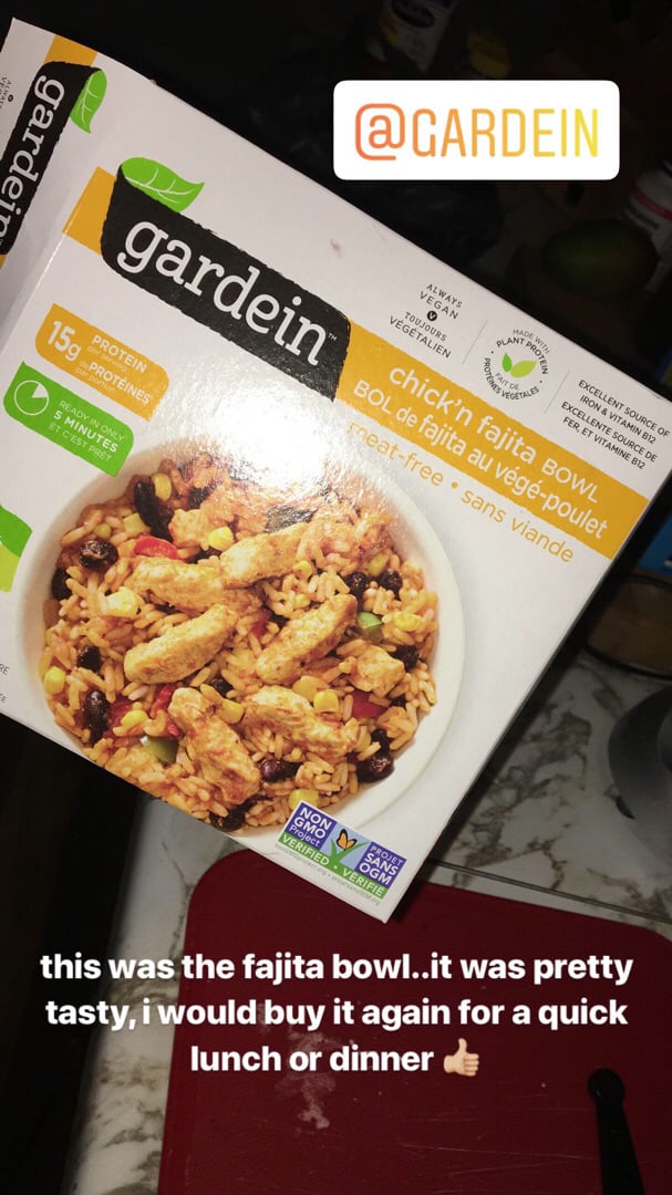 photo of Gardein Chick'n Fajita Bowl shared by @kendalripa on  21 Aug 2019 - review