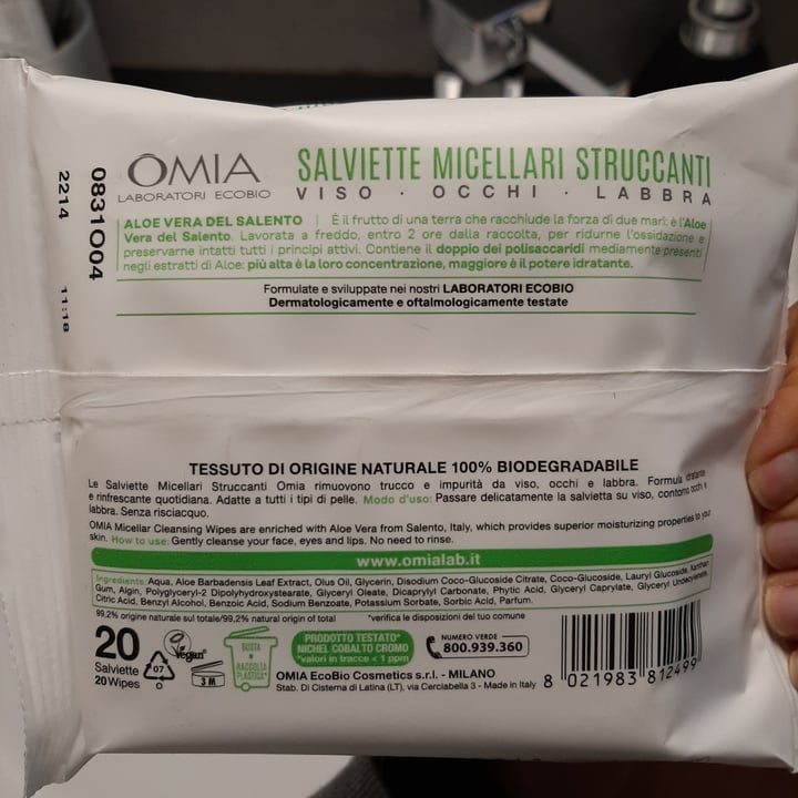 photo of Omia Laboratoires Salviette micellari shared by @testopesto on  19 May 2021 - review