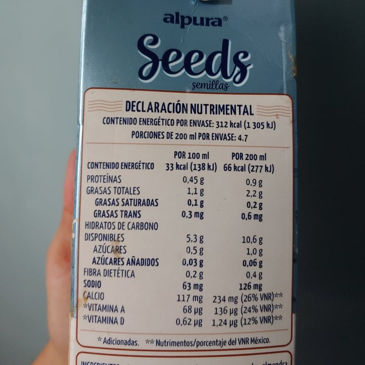 photo of alpura seeds bebida de almendra sin azucar shared by @vianney on  13 Dec 2022 - review