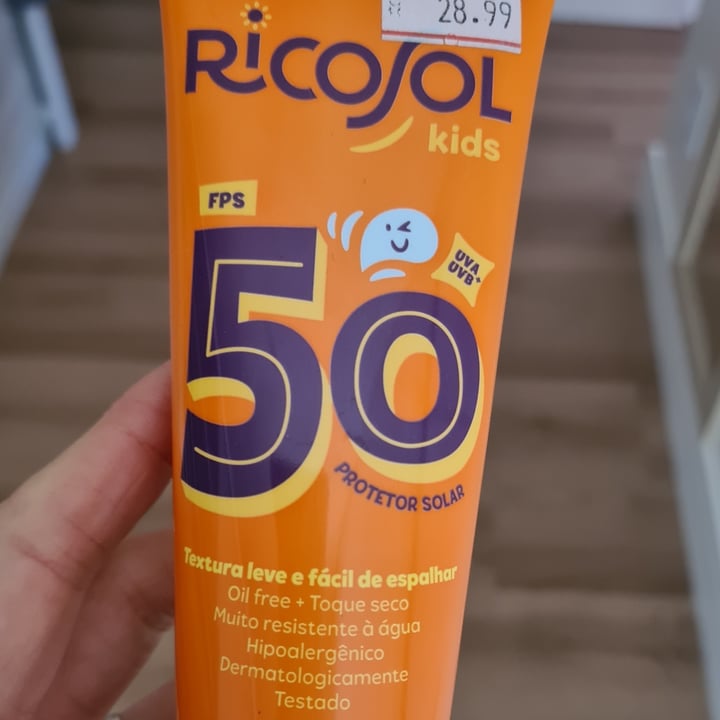 photo of Rico sol Protetor Solar Kids FPS 50 shared by @simoneanceski on  14 May 2022 - review