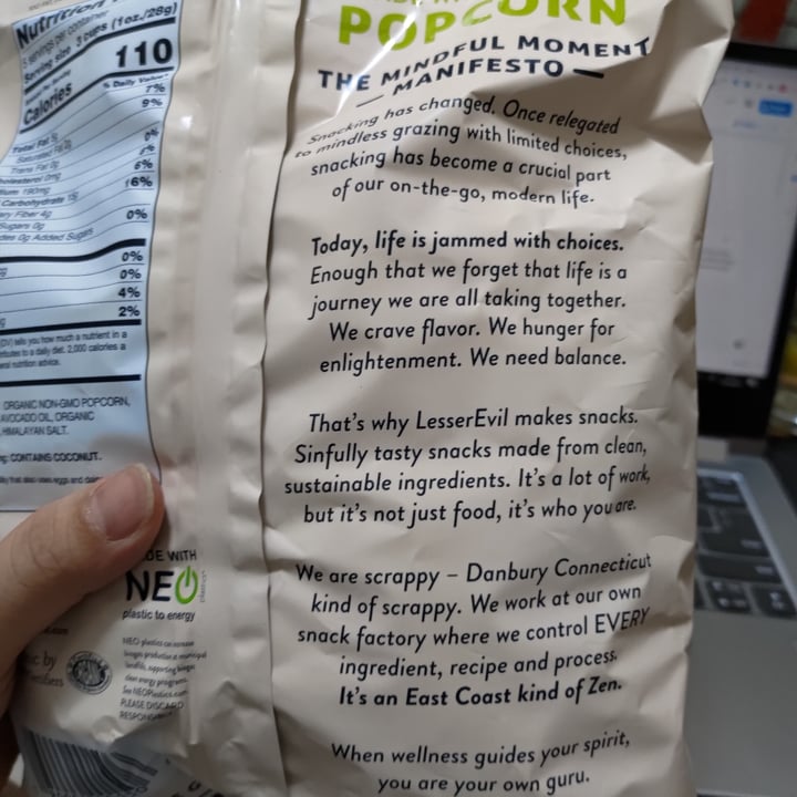 photo of Lesser Evil Snacks Avocado-licious popcorn shared by @stevenneoh on  08 Apr 2021 - review