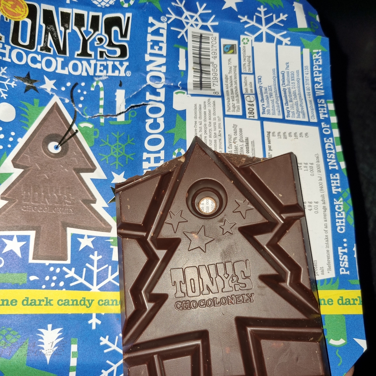 Tony’s Chocolonely Dark Chocolate Candy Cane Bar Reviews abillion
