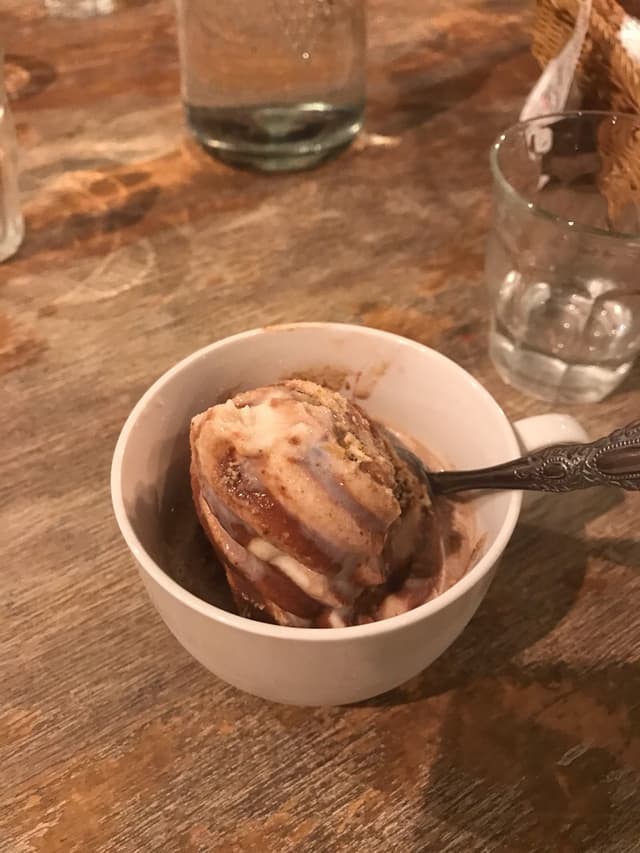 Photo of the dish “Soy soft serve with cacao sauce”
