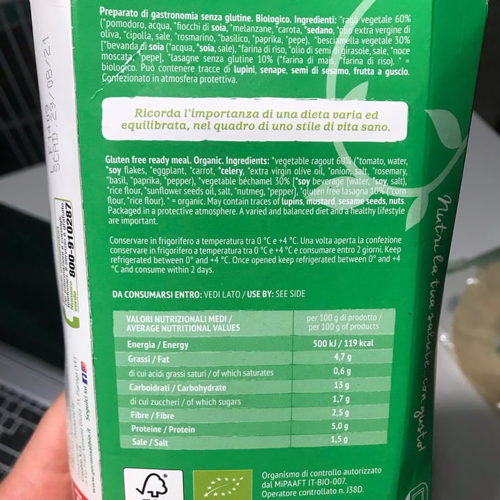 photo of Germinal Bio Lasagna vegetale shared by @angpic on  28 Jul 2021 - review