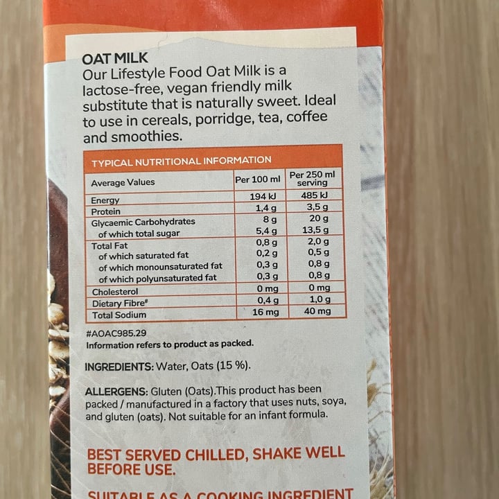 photo of Lifestyle Food Unsweetened Oat Milk shared by @thehumblechickpea on  13 Sep 2021 - review