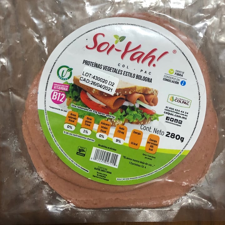 photo of Soi-yah! Proteinas Vegetales estilo Bologna shared by @onearthling on  02 Dec 2020 - review