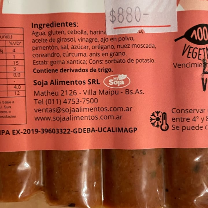 photo of Vegantime Argentina Salchichas de Garbanzo y Gluten shared by @franvegg on  13 Oct 2022 - review