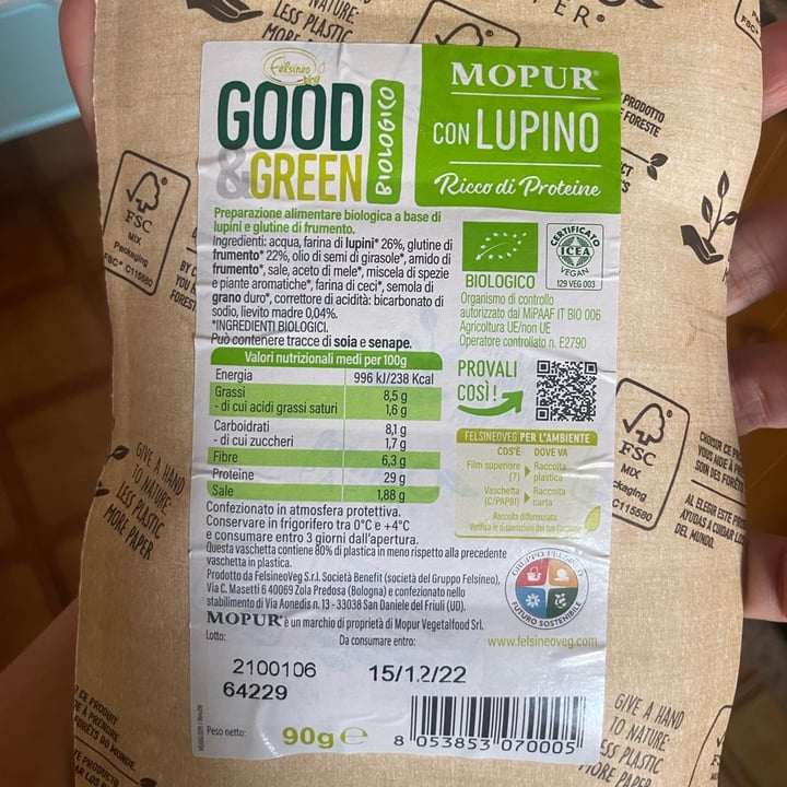 photo of Good & Green Affettato vegetale di lupino shared by @cinziagilmore on  13 Oct 2022 - review