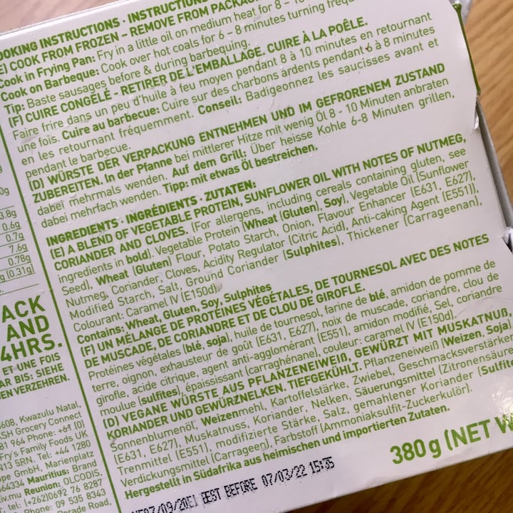 review photo of Fry's Family Food Braai-Style Sausages shared by @anothersavegan on 06 Nov 2020 - review