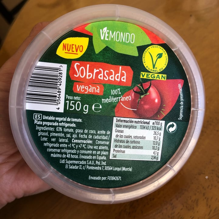 review photo of Vemondo Sobrasada vegana shared by @naovtr on 02 Feb 2022 - review