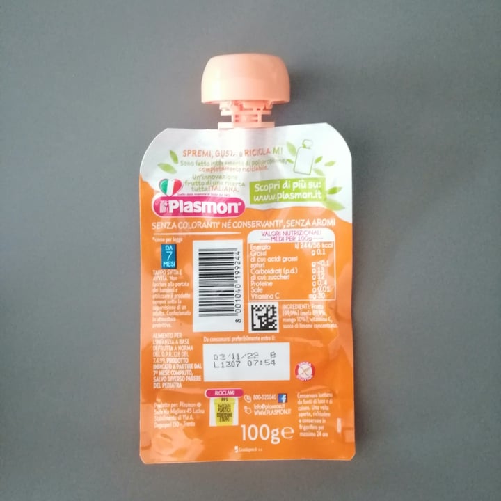 review photo of Plasmon 100% Frutta Mela e Mango shared by @giuliagh on 04 Apr 2022 - review
