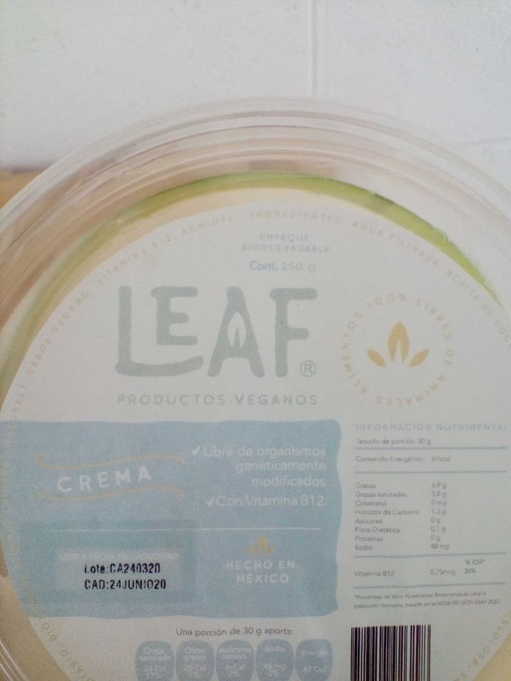 photo of Leaf Crema shared by @rinconcitovegano on  27 Mar 2020 - review