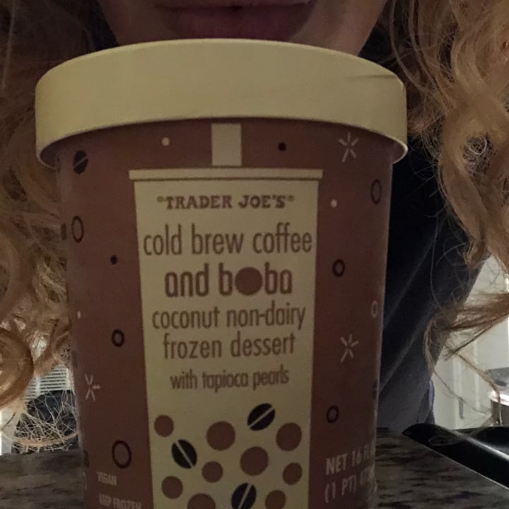 review photo of Trader Joe's Cold Brew Coffee and Boba Non-Dairy Frozen Dessert shared by @pbnjessie on 09 Jan 2022 - review