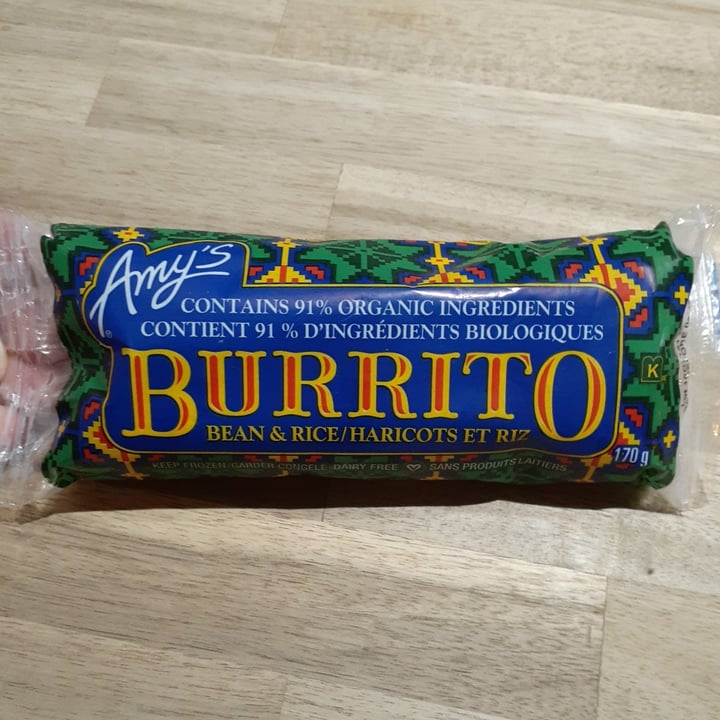 photo of Amy’s Amy’s Non-Dairy Organic Burrito with Beans & Rice shared by @mariepoppin on  19 Nov 2021 - review