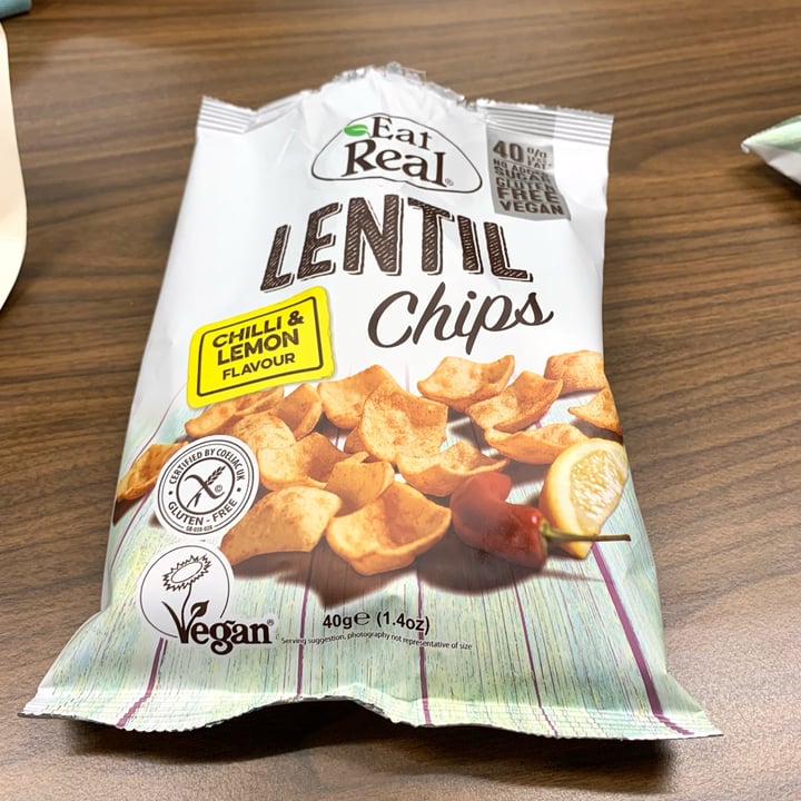 photo of Eat Real Chilli and Lemon Lentil Chips shared by @vegpledge on  02 Nov 2021 - review