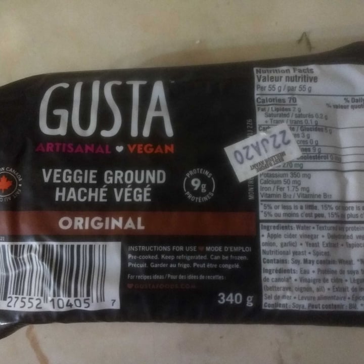 photo of Gusta Veggie ground original - Haché végé shared by @aupoupoudoux on  08 Dec 2021 - review