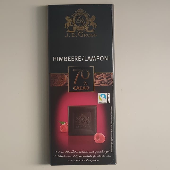 photo of J. D. Gross Chocolate con Frambuesa 70% shared by @denisg on  10 Apr 2022 - review