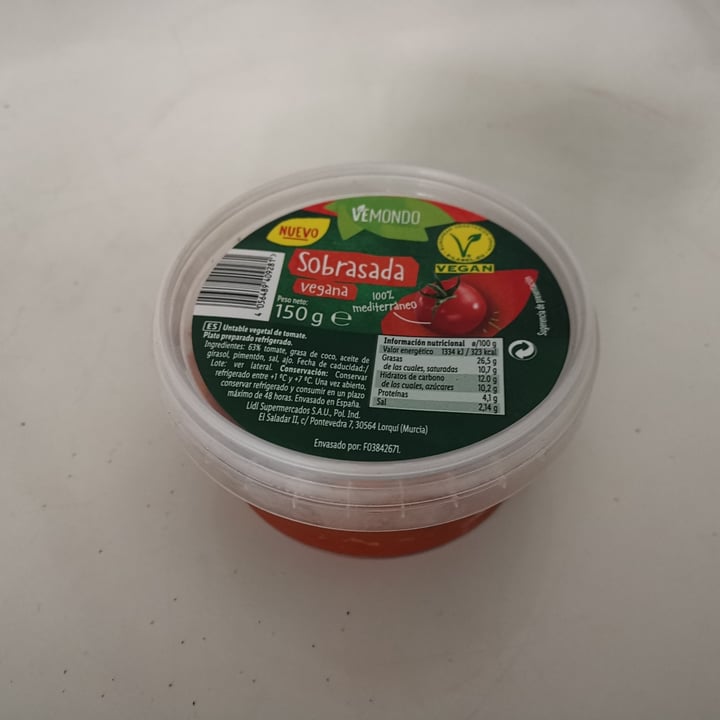 photo of Vemondo Sobrasada vegana shared by @alaitz on  24 Jul 2021 - review