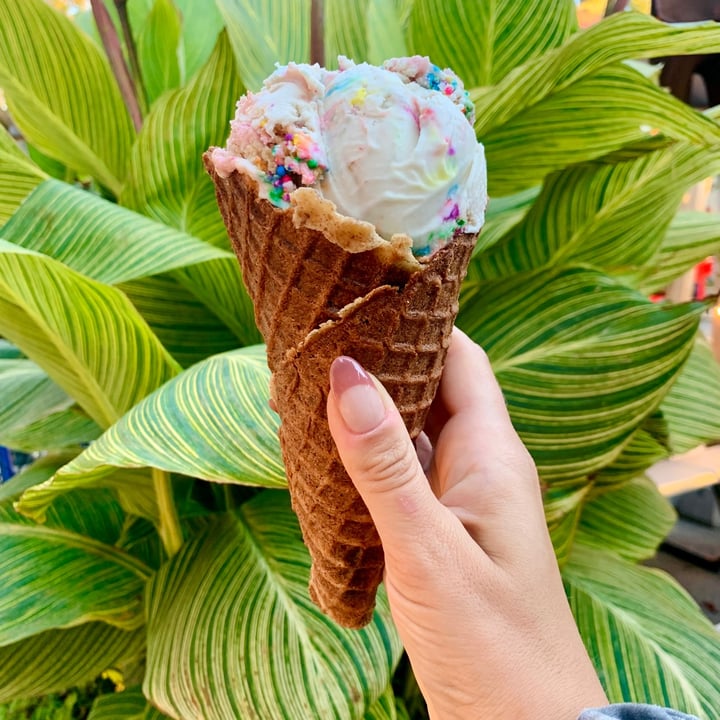 photo of Honey’s Ice Cream birthday cake ice cream waffle cone shared by @thealexrae on  25 Sep 2021 - review