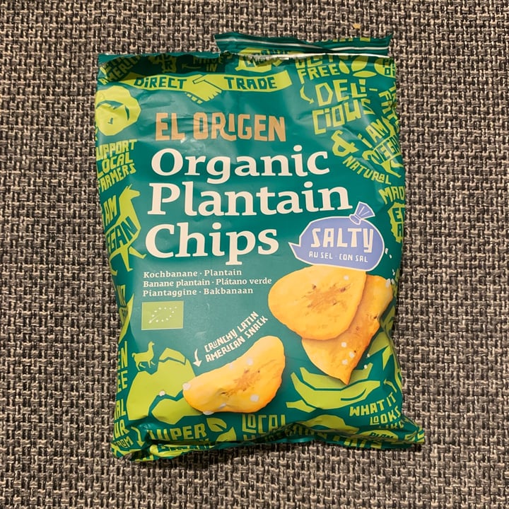 photo of El Origen Organic Plantain Chips salty shared by @veganusefulinfo on  13 Mar 2022 - review