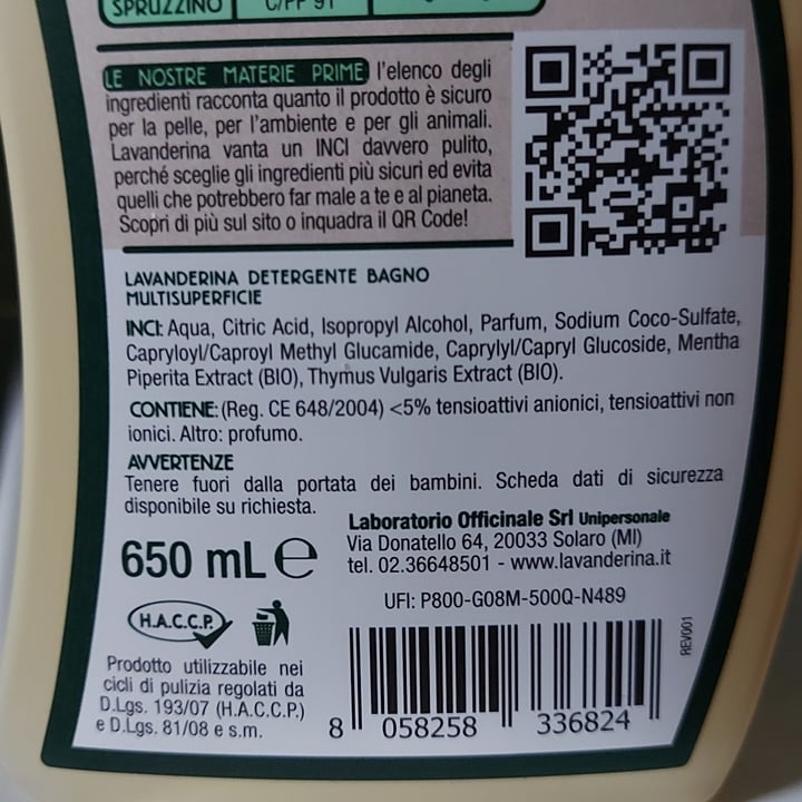 review photo of Lavanderina Detergente Bagno Mentolato shared by @tt8 on 02 Jan 2023 - review