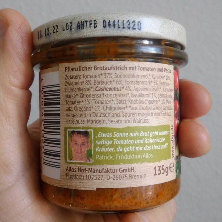 photo of Allos Patricks Tomate Pesto shared by @marcosfeminella on  14 Feb 2022 - review