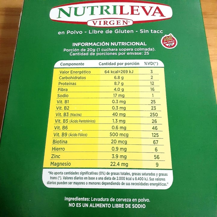 photo of Nutrileva Levadura de Cerveza Natural shared by @lalaveg on  06 Jul 2020 - review