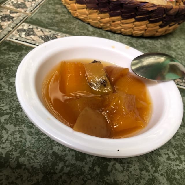 Photo of the dish “Postre De Frutas Confitadas.”