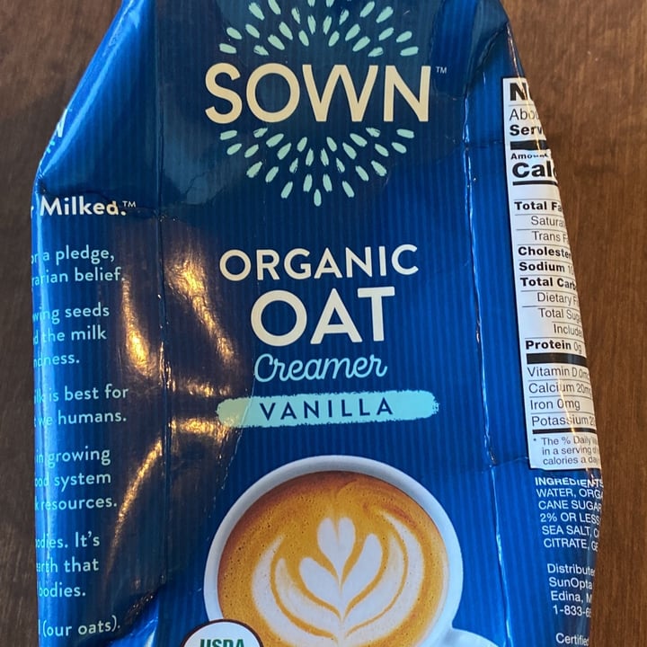 photo of Sown Organic Oat Creamer Vanilla shared by @nathlena19 on  09 Oct 2022 - review