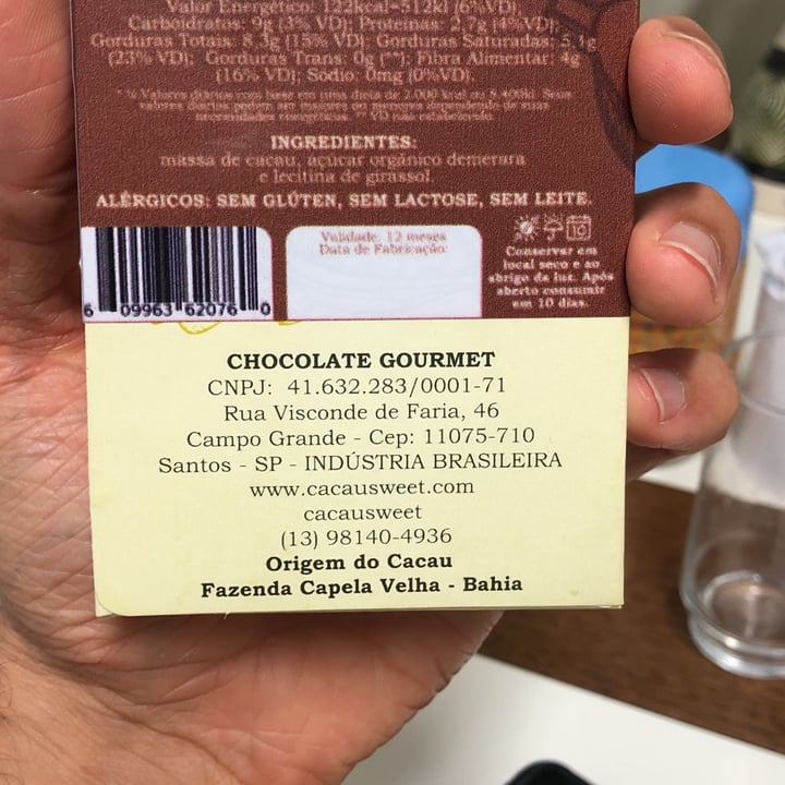 photo of Cacau Sweet barra de chocolate 73% shared by @ferrovillas on  05 Aug 2022 - review