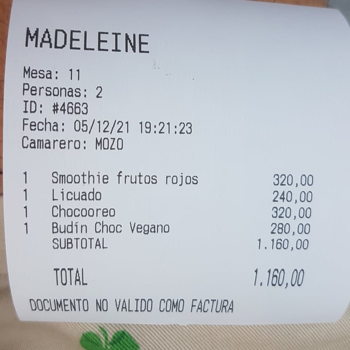 photo of Madeleine Pastelería Budin Chocolate Vegano Con Nutella shared by @agustin-alvarez on  10 Dec 2021 - review