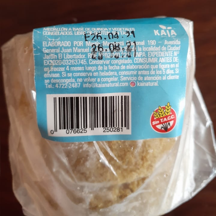 photo of Kaia Natural Foods Medallones de Quínoa, Espinaca y Tomates shared by @micaela10 on  24 Jul 2021 - review