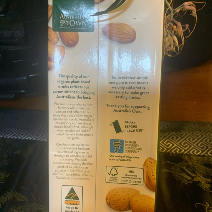 photo of Australia's Own Organic Almond Milk shared by @latasha on  16 Nov 2021 - review